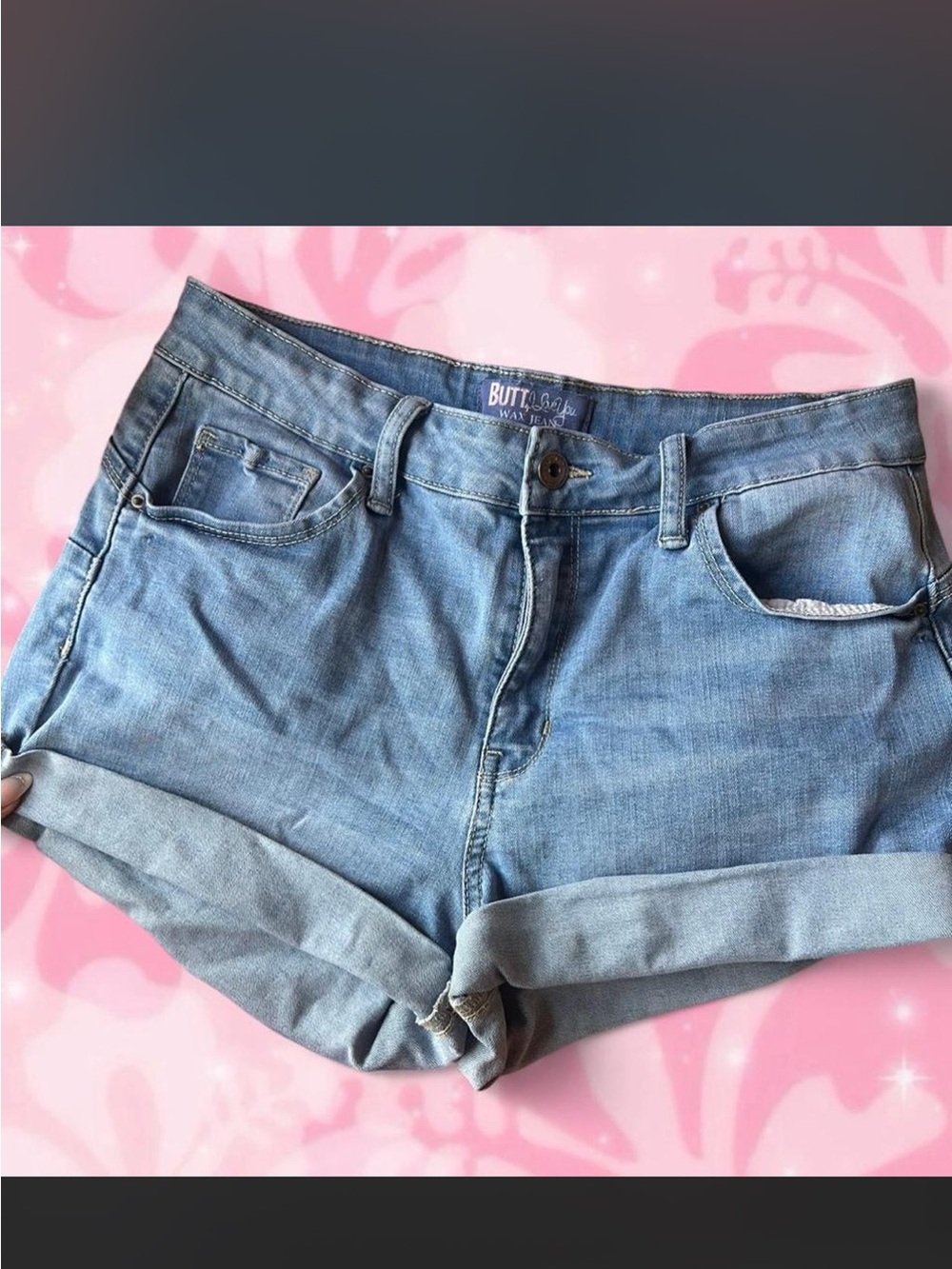 Wax Jean Light Blue Denim Rolled Hem Women's Shorts- Size L